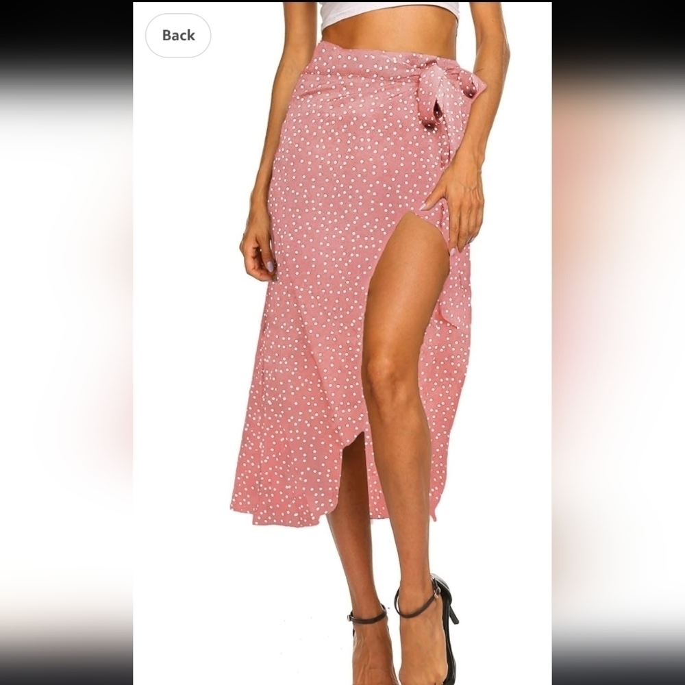 Newchoice Women's Boho Leopard Skirt High Low Split Summer Beach Midi Wrap Skirt